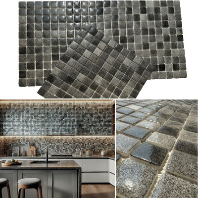 Recycled Glass Tiles, suitable works great for swimming pools | Dark grey