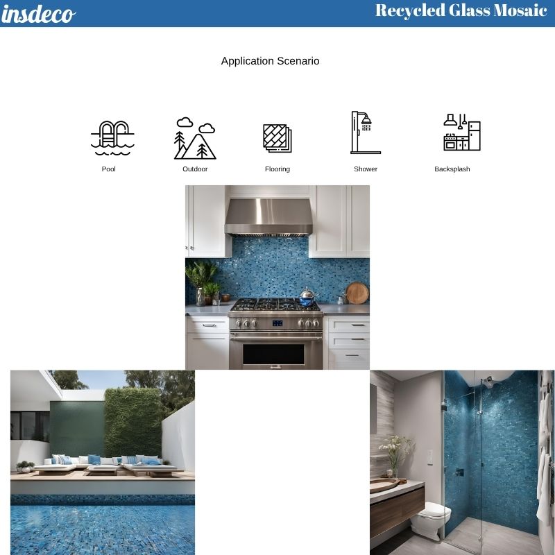 Recycled Glass Tiles, suitable works great for swimming pools | Dark grey