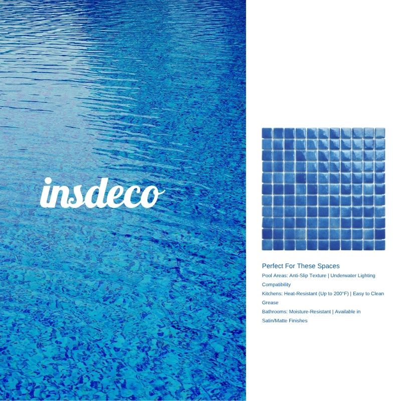 Recycled Glass Tiles, suitable works great for swimming pools | Ocean blue