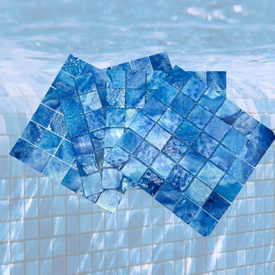 Glass Mosaic Tiles 8 Sheets Ocean Blue 12X12 inches for Swimming Pool/Kitchen backsplash/Bathroom/Shower/Outdoor