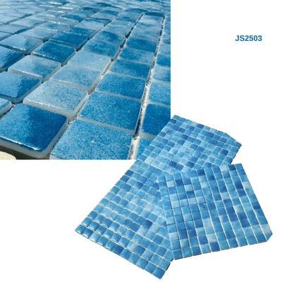 Recycled Glass Tiles, suitable works great for swimming pools | Sky blue