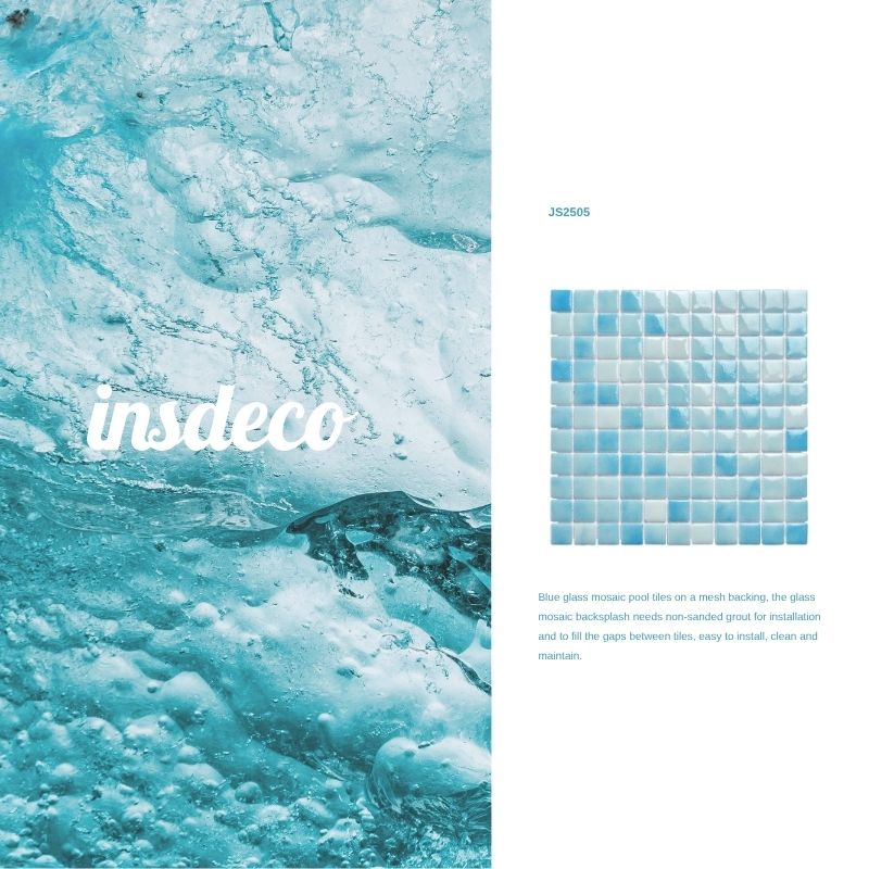 Recycled Glass Tiles, suitable works great for swimming pools | Light blue