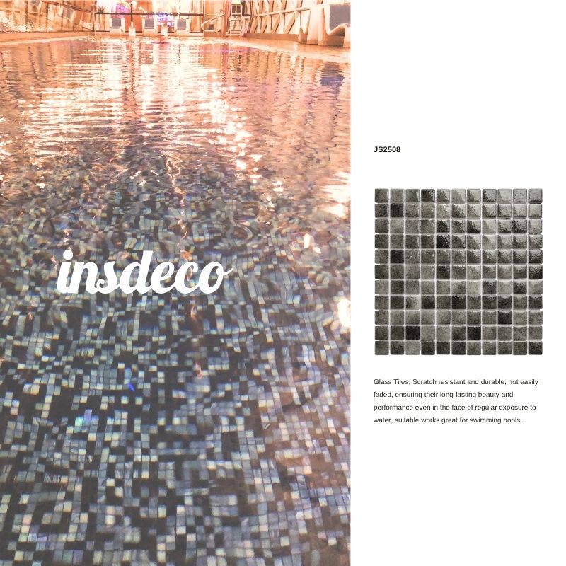 Recycled Glass Tiles, suitable works great for swimming pools | Dark grey