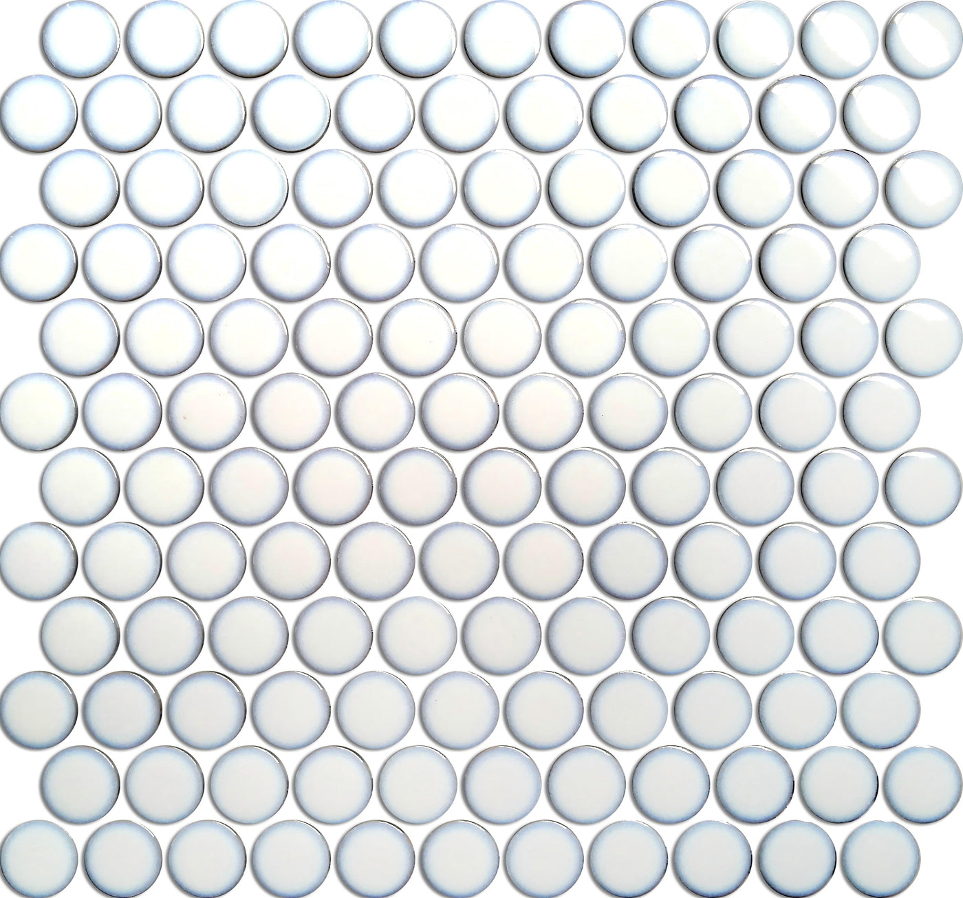 Porcelain Mosaic Penny round with crystal glaze Glossy White