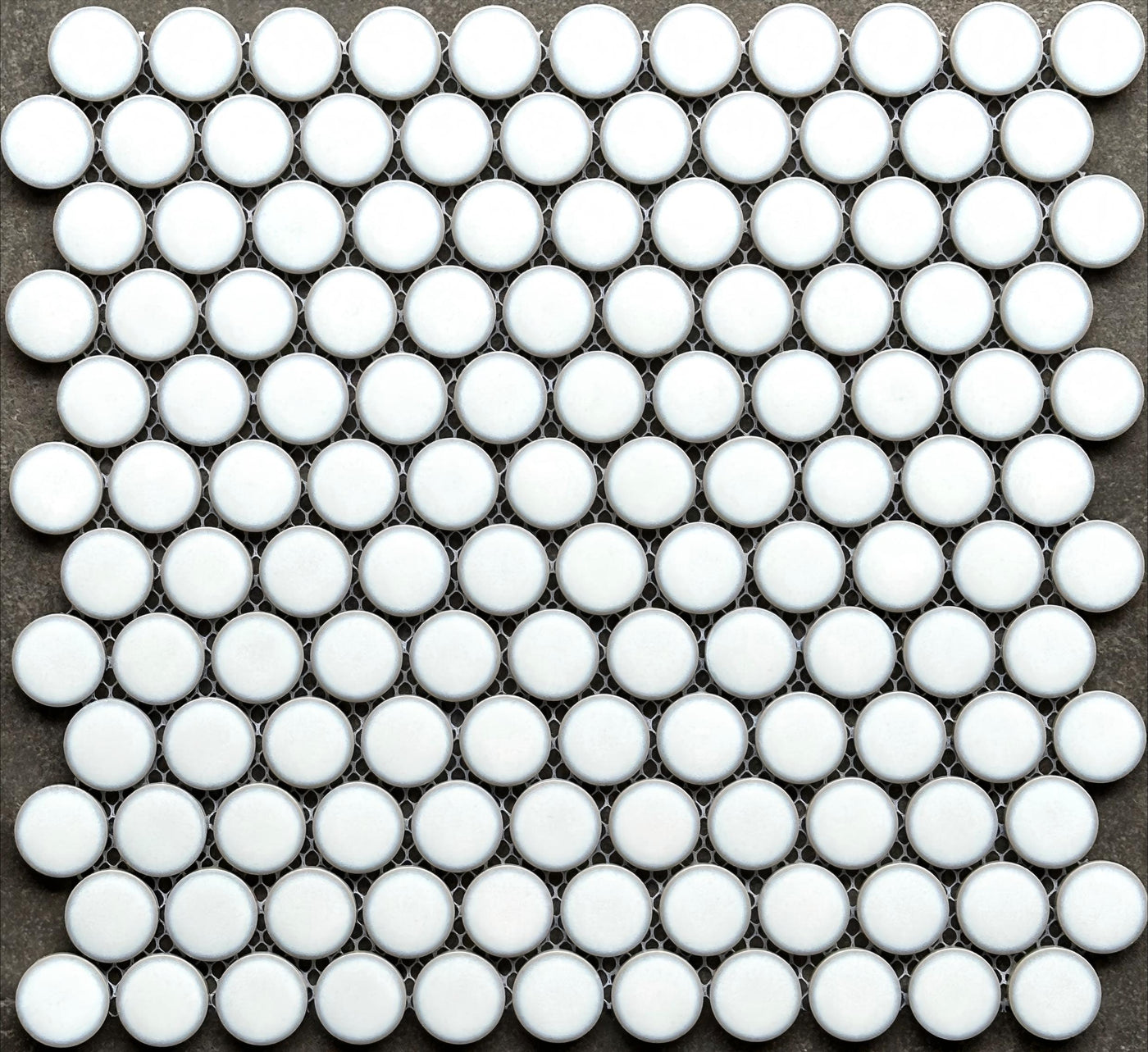 Porcelain Mosaic Penny round with crystal glaze Glossy White