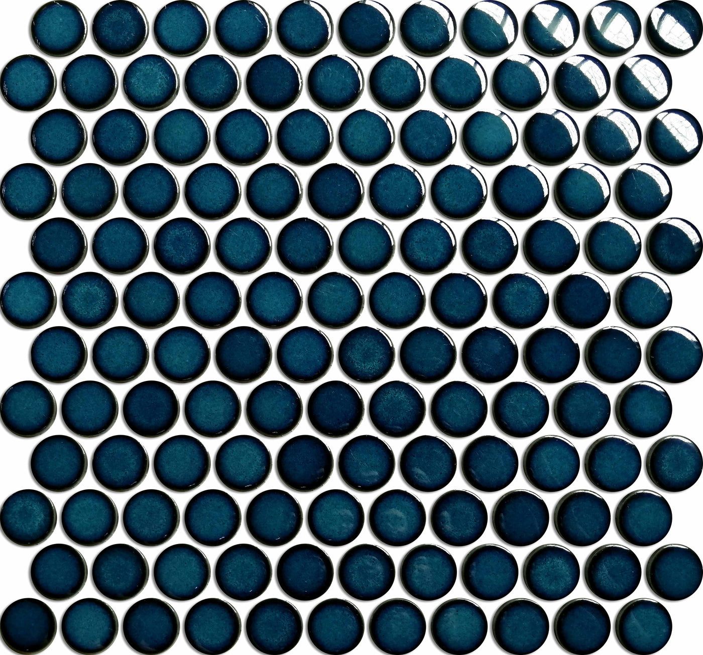 Porcelain Mosaic Penny round with crystal glaze Glossy Dark Blue