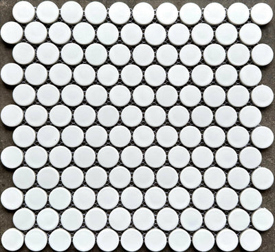 Porcelain Mosaic Penny round Matt White