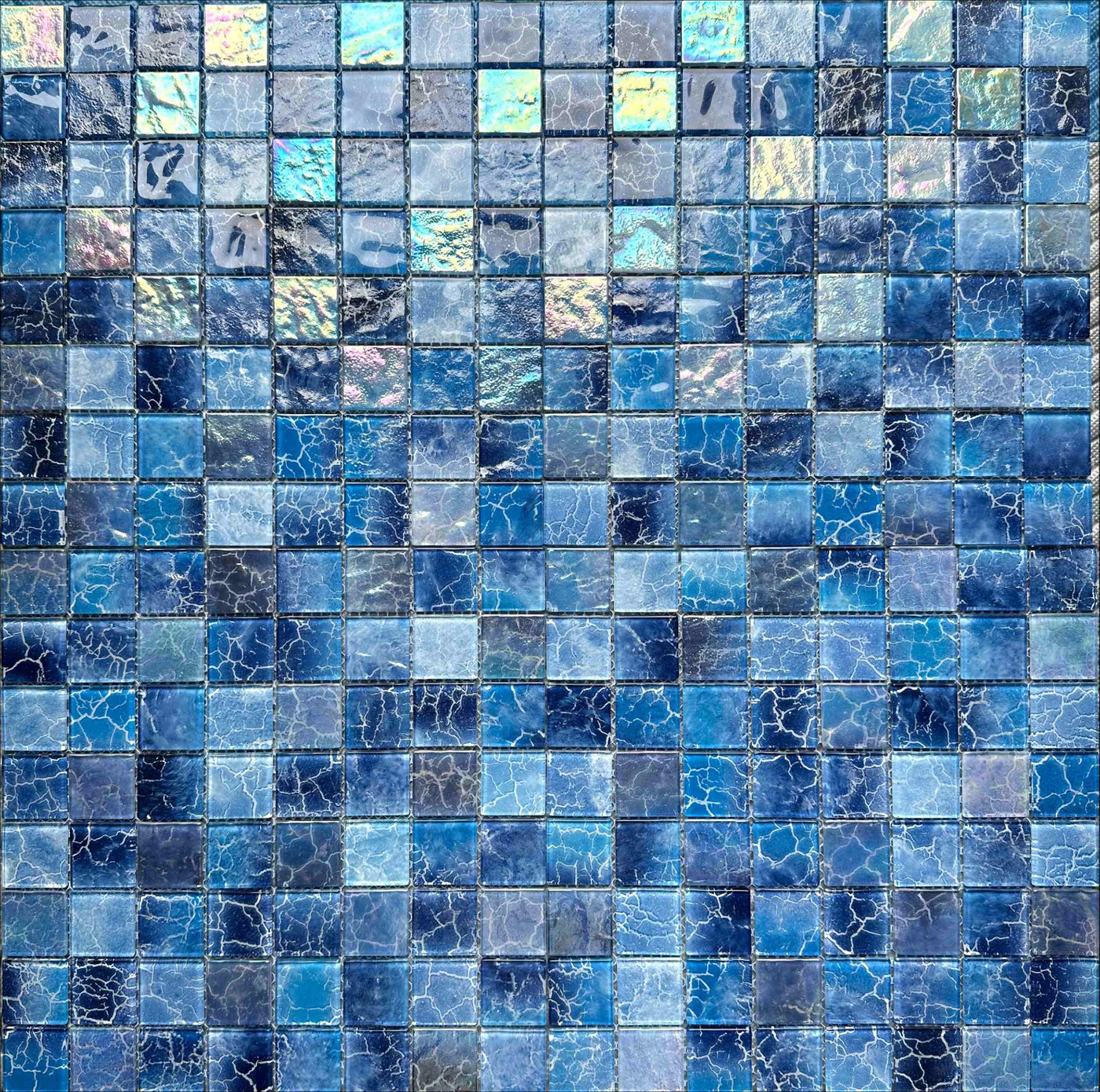 Crystal glass mosaic Tiles with iridescent & wavy surface|8 Sheets Blue 12X12 inches for Swimming Pool/Kitchen backsplash/Bathroom/Shower/Outdoor