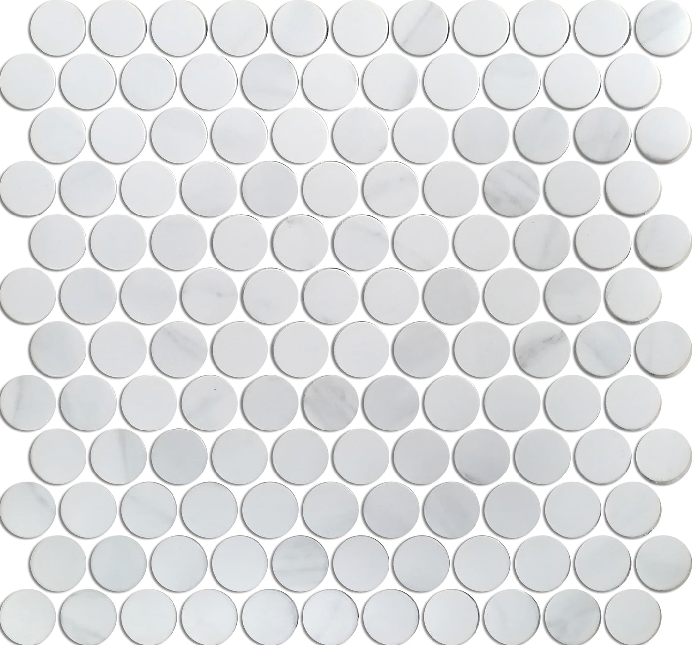 Porcelain Mosaic Penny round Matt Carrara Look