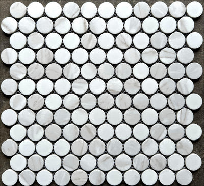 Porcelain Mosaic Penny round Matt Carrara Look