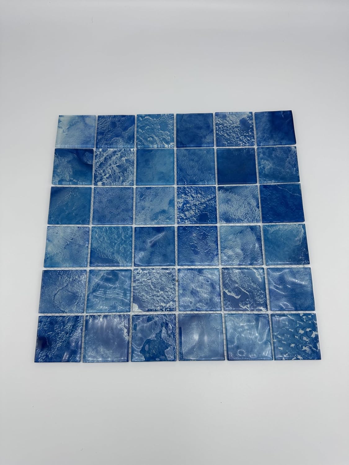 Glass Mosaic Tiles 8 Sheets Ocean Blue 12X12 inches for Swimming Pool/Kitchen backsplash/Bathroom/Shower/Outdoor