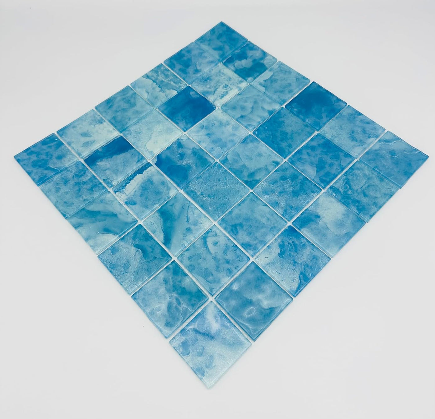Glass Mosaic Tiles 8 Sheets Sky Blue 12X12 inches for Swimming Pool/Kitchen backsplash/Bathroom/Shower/Outdoor