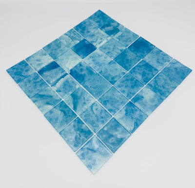 Glass Mosaic Tiles 8 Sheets Sky Blue 12X12 inches for Swimming Pool/Kitchen backsplash/Bathroom/Shower/Outdoor