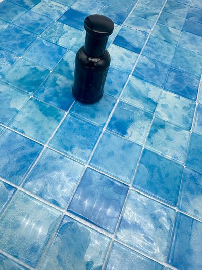 Glass Mosaic Tiles 8 Sheets Sky Blue 12X12 inches for Swimming Pool/Kitchen backsplash/Bathroom/Shower/Outdoor