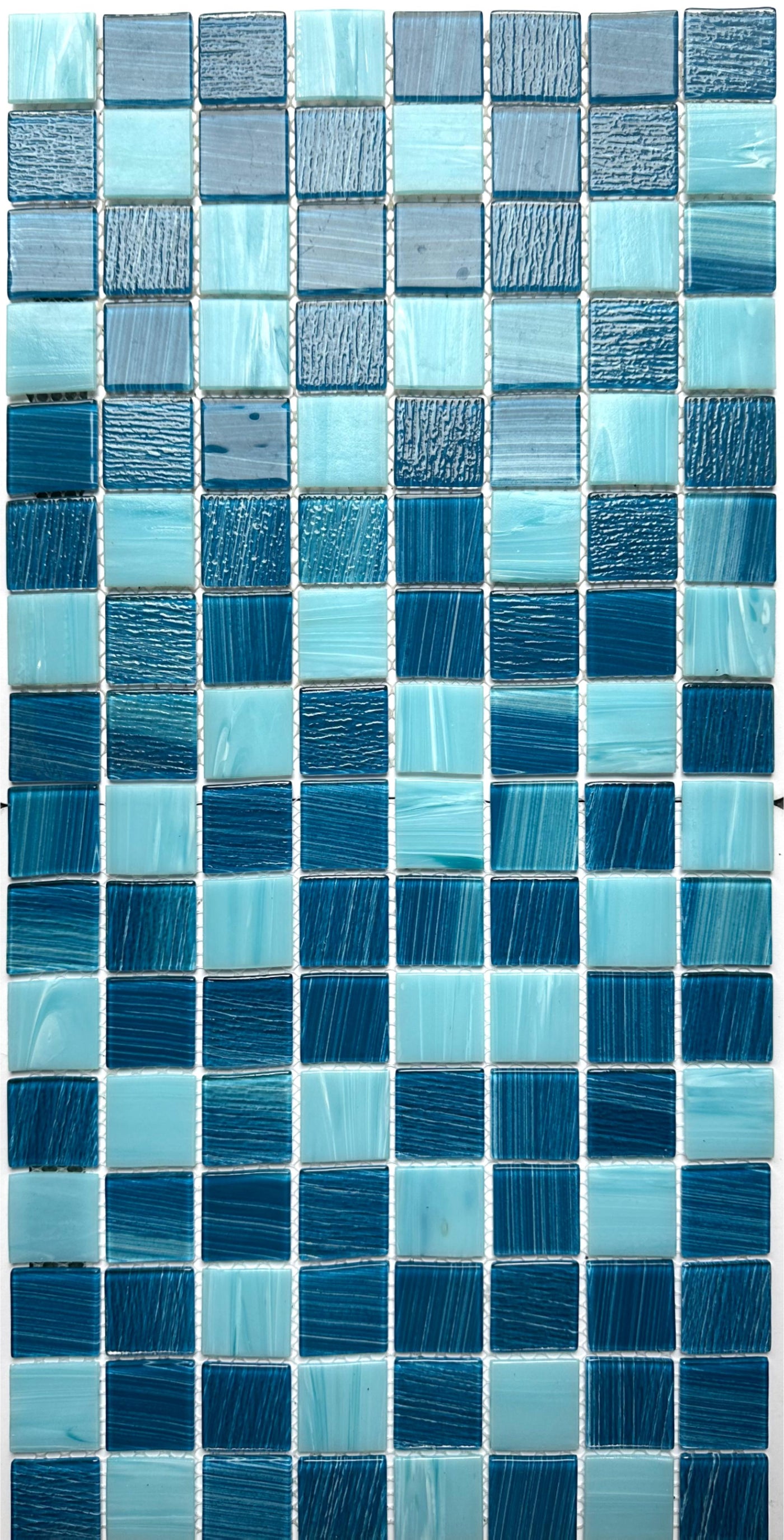 Hand painted crystal glass mosaic Tiles 8 Sheets Blue 12X12 inches for Swimming Pool/Kitchen backsplash/Bathroom/Shower/Outdoor