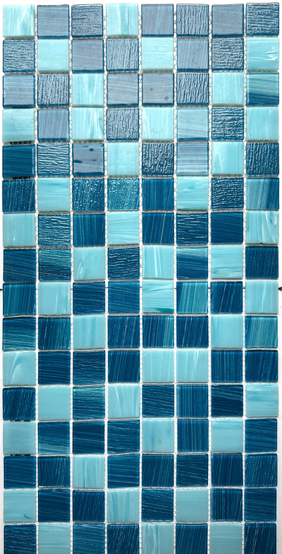 Hand painted crystal glass mosaic Tiles 8 Sheets Blue 12X12 inches for Swimming Pool/Kitchen backsplash/Bathroom/Shower/Outdoor