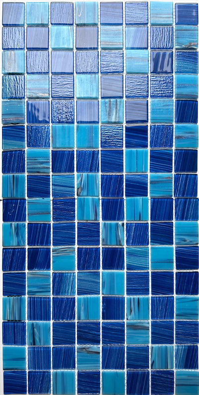Hand painted crystal glass mosaic Tiles 8 Sheets Blue 12X12 inches for Swimming Pool/Kitchen backsplash/Bathroom/Shower/Outdoor