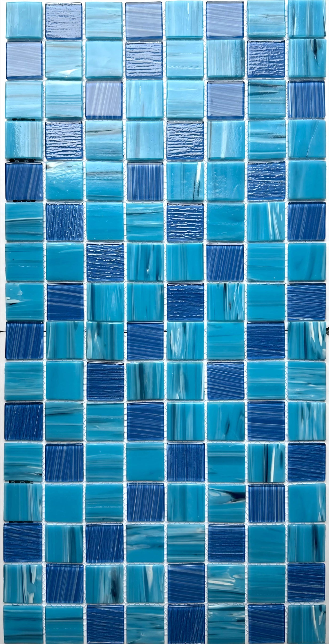 Hand painted crystal glass mosaic Tiles 8 Sheets Blue 12X12 inches for Swimming Pool/Kitchen backsplash/Bathroom/Shower/Outdoor