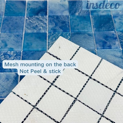 Glass Mosaic Tiles 8 Sheets Ocean Blue 12X12 inches for Swimming Pool/Kitchen backsplash/Bathroom/Shower/Outdoor