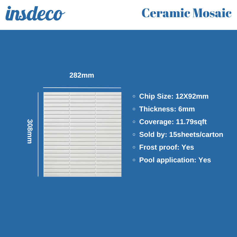 Bring warmth, versatility, and artistic flair to your spaces with our premium Ceramic Mosaic Tiles